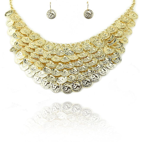 Multi Layer Dangling Coin Necklace Set