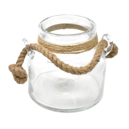 Rope Handled Glass Jar Vase, 6-1/2-Inch
