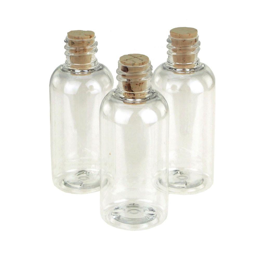 Plastic Pet Corked Jar Bottles, Boston, 3-Inch, 12-Piece