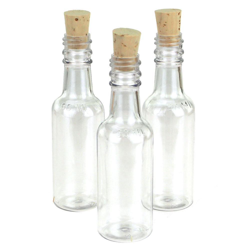 Plastic Pet Corked Jar Bottles, Round, 4-Inch, 10-Piece