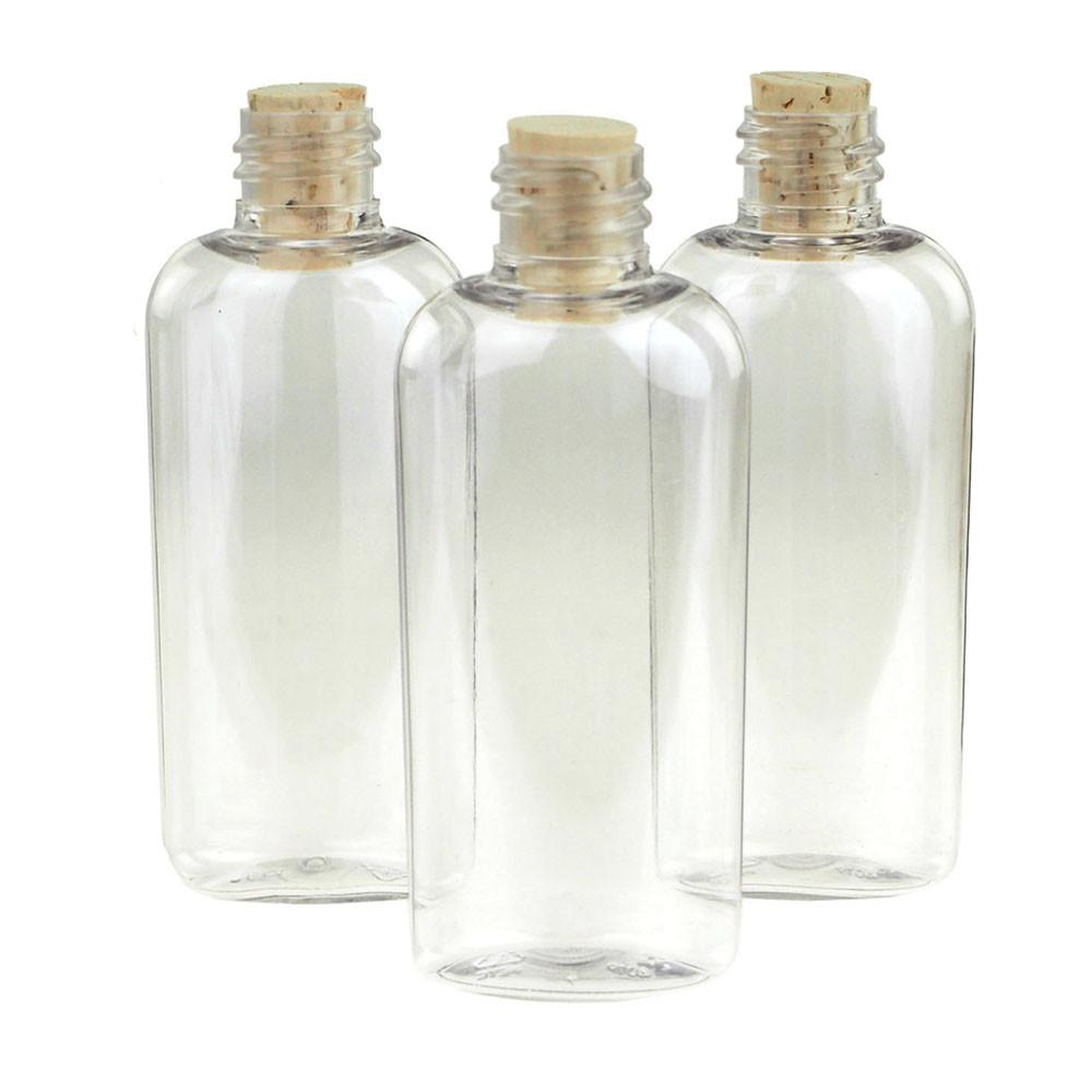 Plastic Pet Corked Jar Bottles, Oval, 4-Inch, 10-Piece