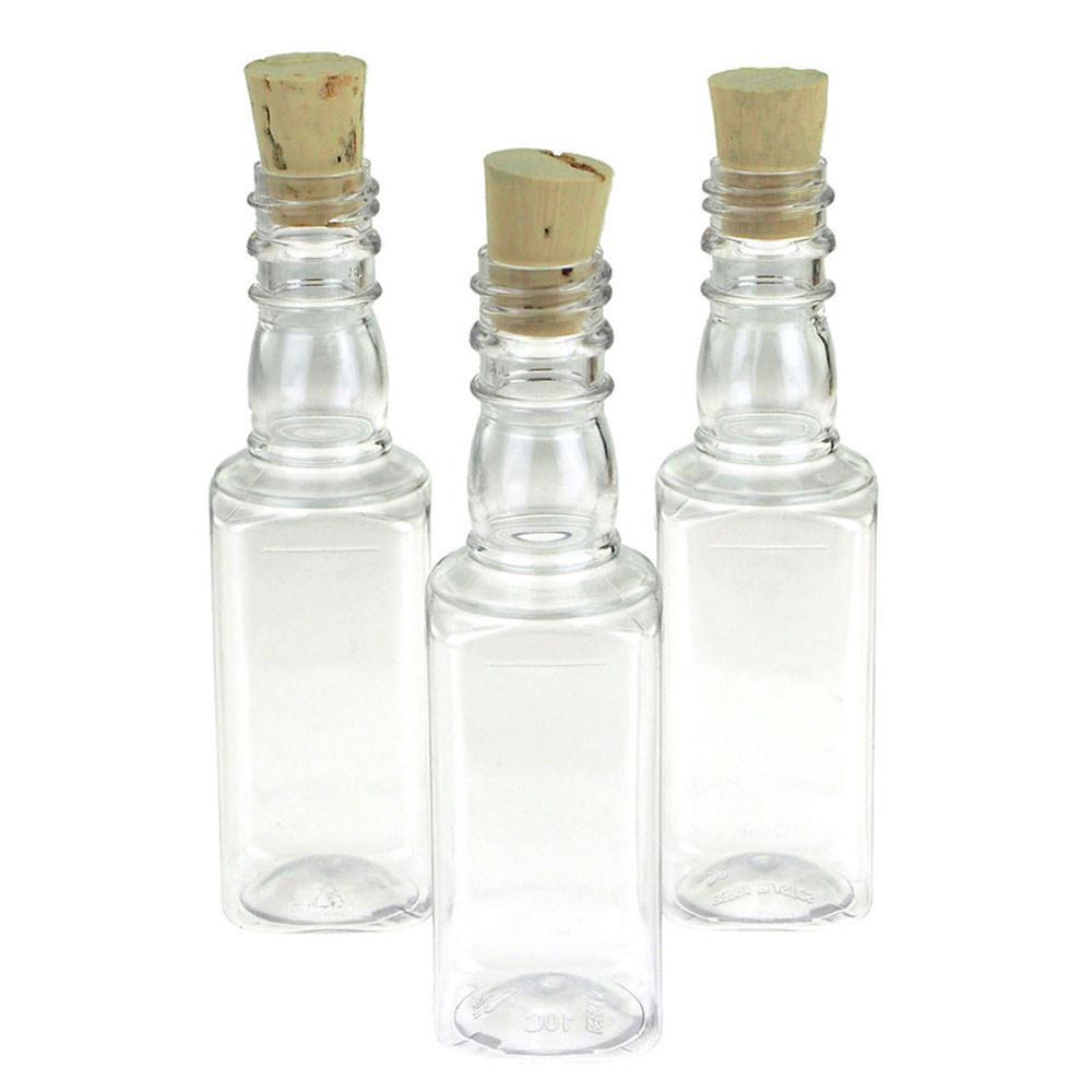 Plastic Pet Corked Jar Bottles, Liquor, 4-Inch, 12-Piece