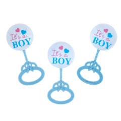 Mini Plastic Baby Rattle Favor Decorations, 3-1/2-Inch, 12-Count