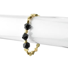 Natural Stone with Metal Bead Stretch Bracelet