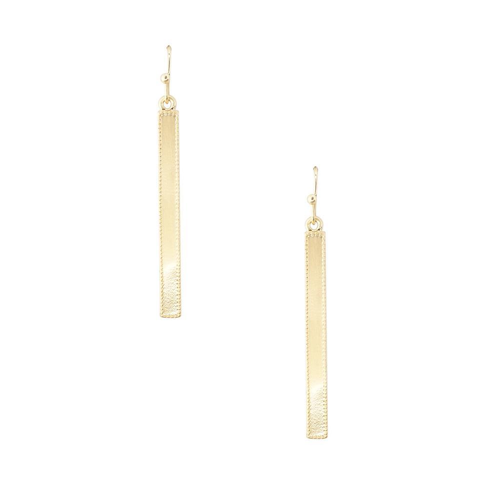 Rectangular Bar Drop Earrings, Gold, 1-1/2-Inch