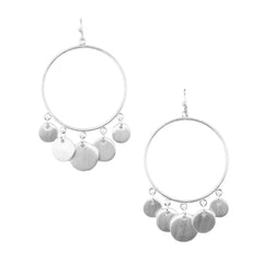 Round Dangle Drop Disk Earrings, 2-1/2-Inch