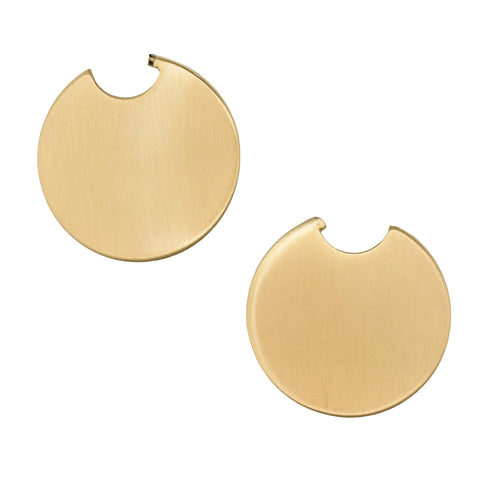 Round Disk Hoop Earrings, 1-1/2-Inch