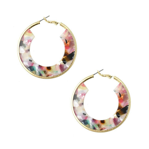 Circle Acetate Hoop Earrings, 2-Inch