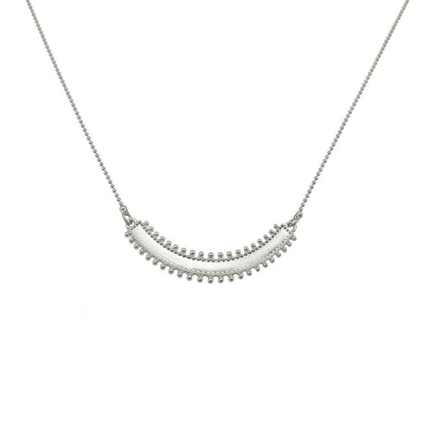 Crescent Shaped Pendant Necklace, Silver, 15-Inch