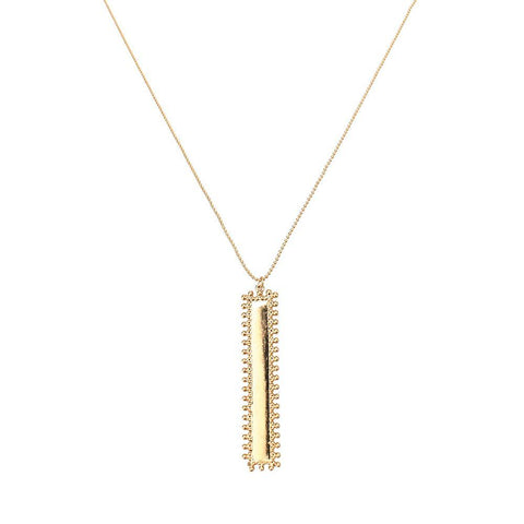 Rectangular Beaded Edge Pendant Necklace, 30-Inch