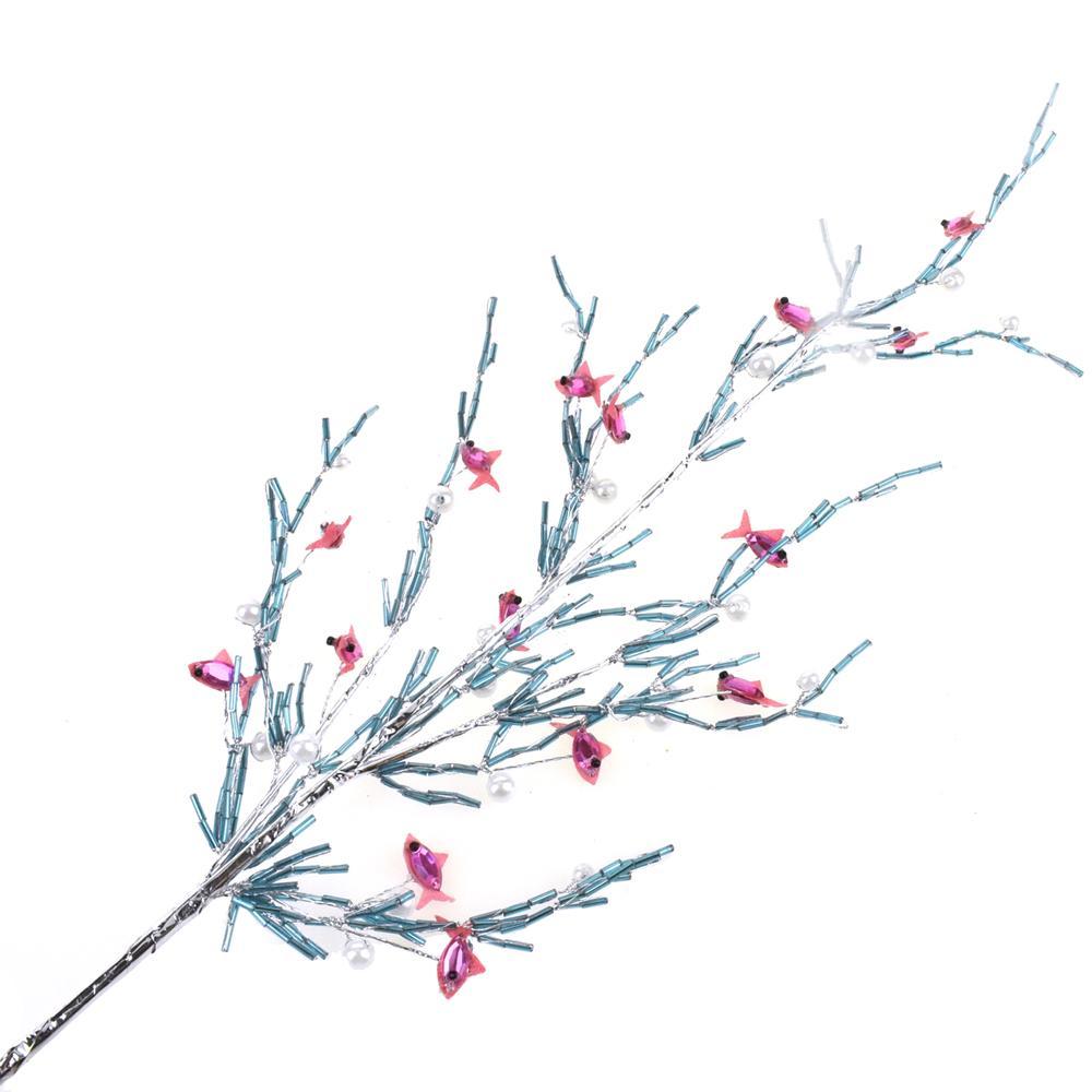 Coral and Pink Fish Christmas Tree Pick, Blue, 29-Inch