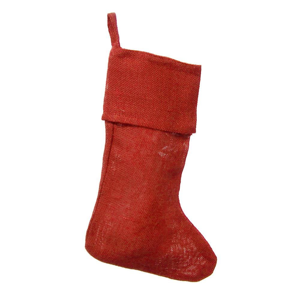 Red Burlap Plain Christmas Stockings, 16-Inch, 6-Piece
