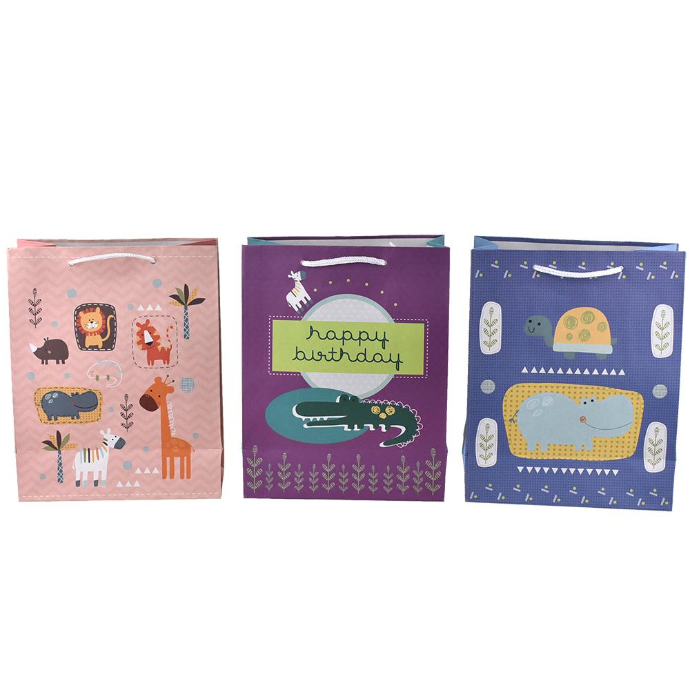 Zoo Animal Friends Birthday Gift Bags, 9-3/4-Inch, 3-Piece