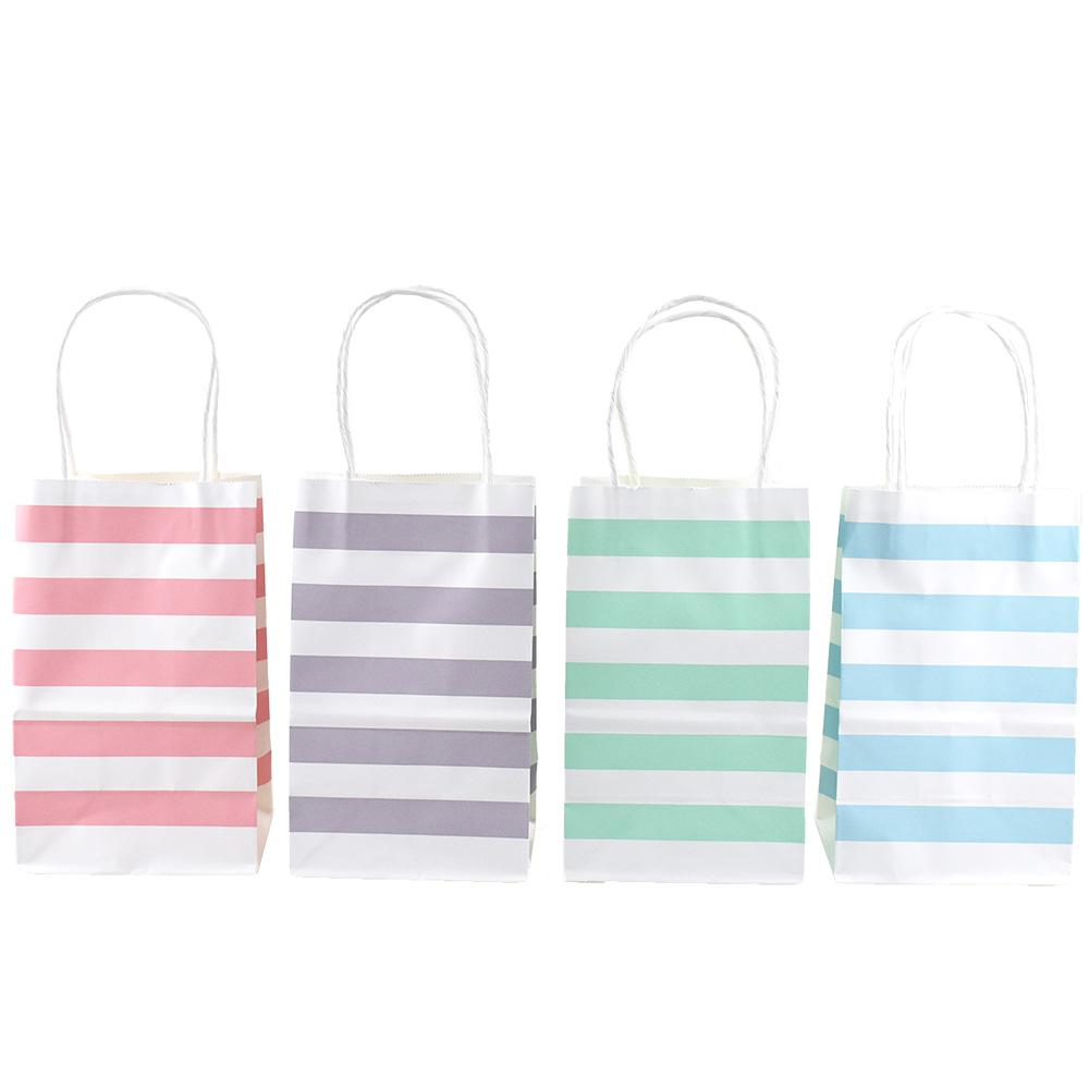 Pastel Striped Slim Gift Bags, 12-1/2-Inch, 12-Piece