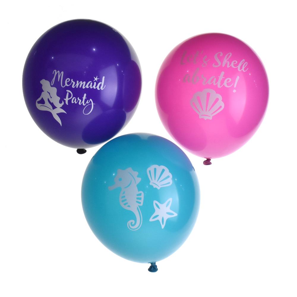 Printed Mermaid Party Balloons, 12-Inch, 8-Piece
