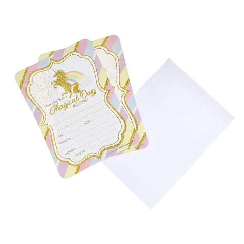 Pastel Unicorn Birthday Baby Shower Invitation Set, 7-Inch, 12-Piece