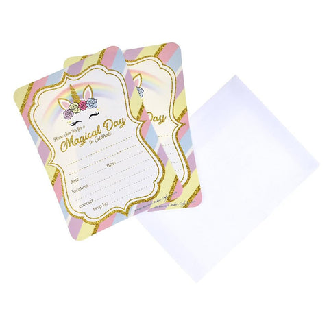 Magical Day Unicorn Birthday Baby Shower Invitation Set, 7-Inch, 12-Piece