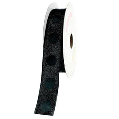 Glitter Ribbon with Satin Dots, 7/8-inch, 10-yard