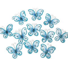Organza Nylon Glitter Butterflies, 2-inch, 20-Piece