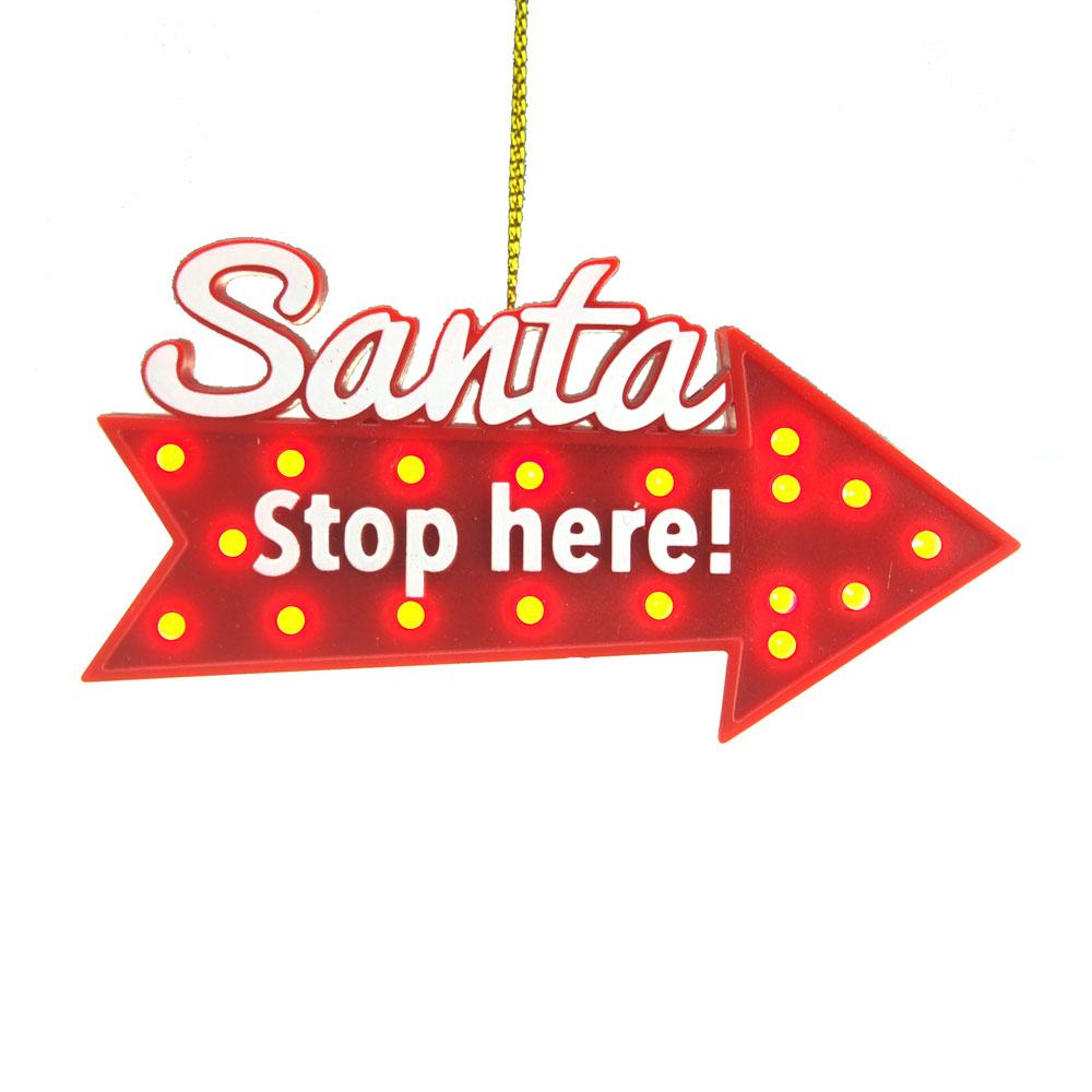 Santa Stop Here Christmas Ornament with Built-In Timer, Red, 4-Inch