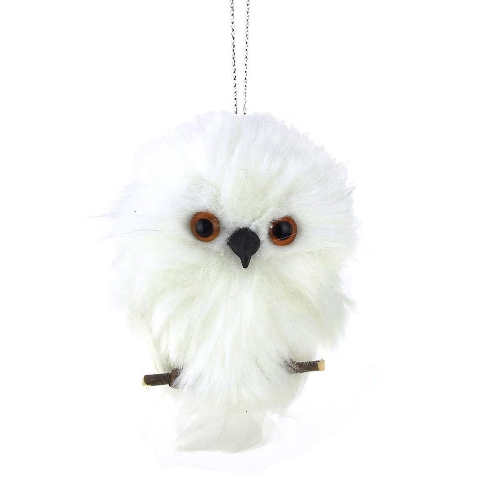 Hanging Owl Branch Tree Ornament, White, 3-1/2-Inch