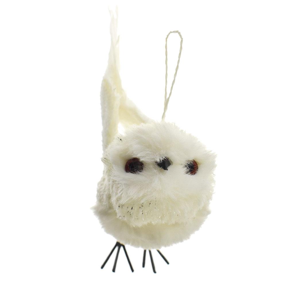 Plush Flying Owl Christmas Ornament, White, 13-1/2-Inch