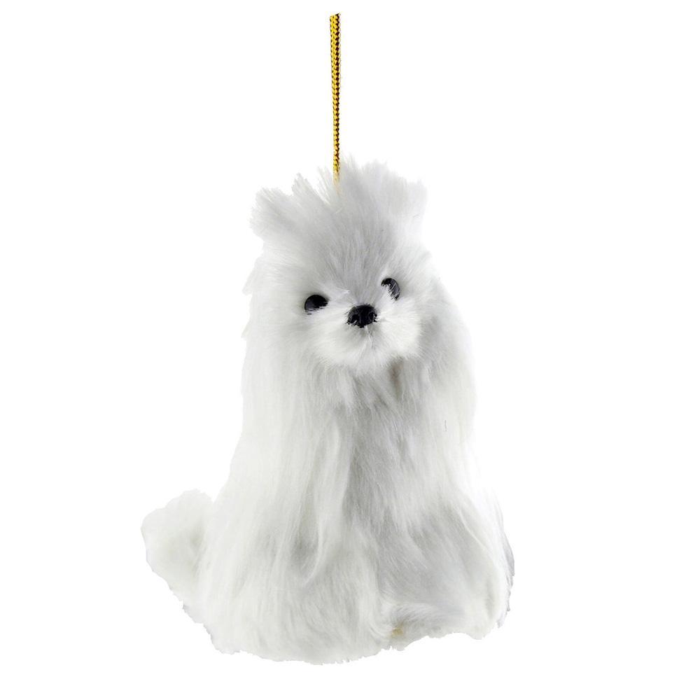 Poodle Plush Dog Christmas Ornaments, White, 4-Inch