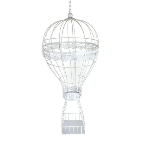 Metal Wire Hot Air Balloon, White, 36-Inch