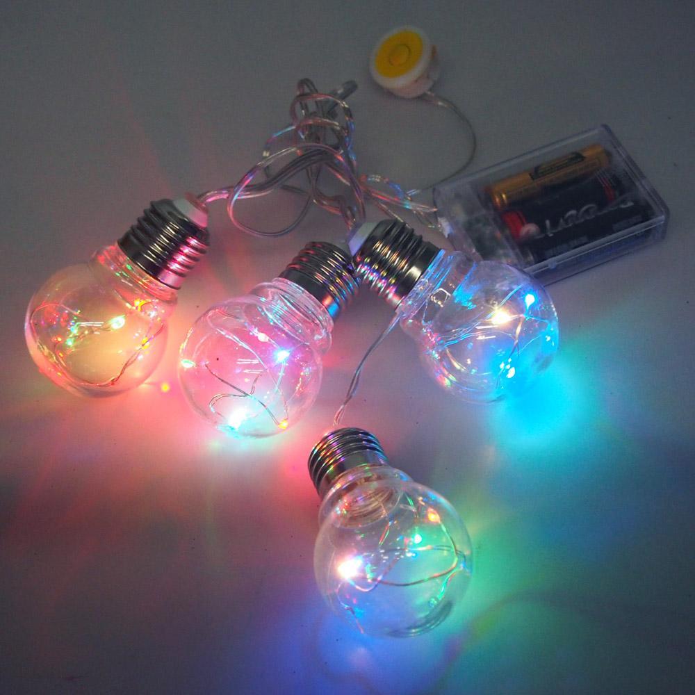 Christmas Light Bulbs Fairy String Lights, 4-Bulb, Multi-Color, 48-Inch