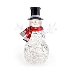 Prismatic Battery Operated Glass LED Christmas Snowman, 9-Inch