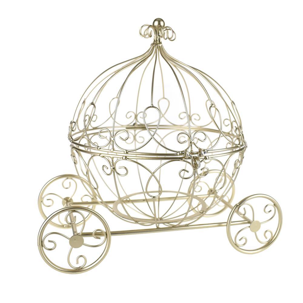 Large Metal Wire Pumpkin Coach Carriage, Gold