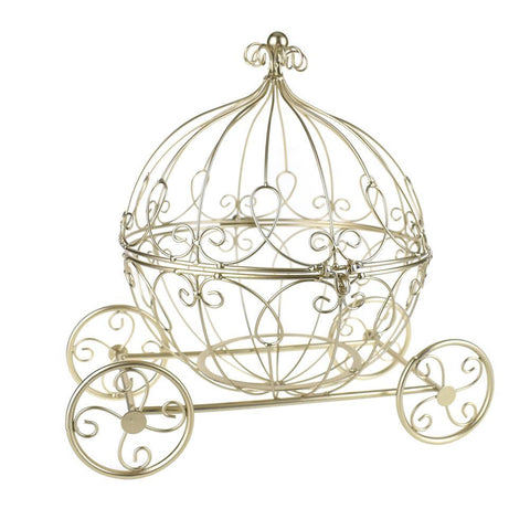 Large Metal Wire Pumpkin Coach Carriage, Gold