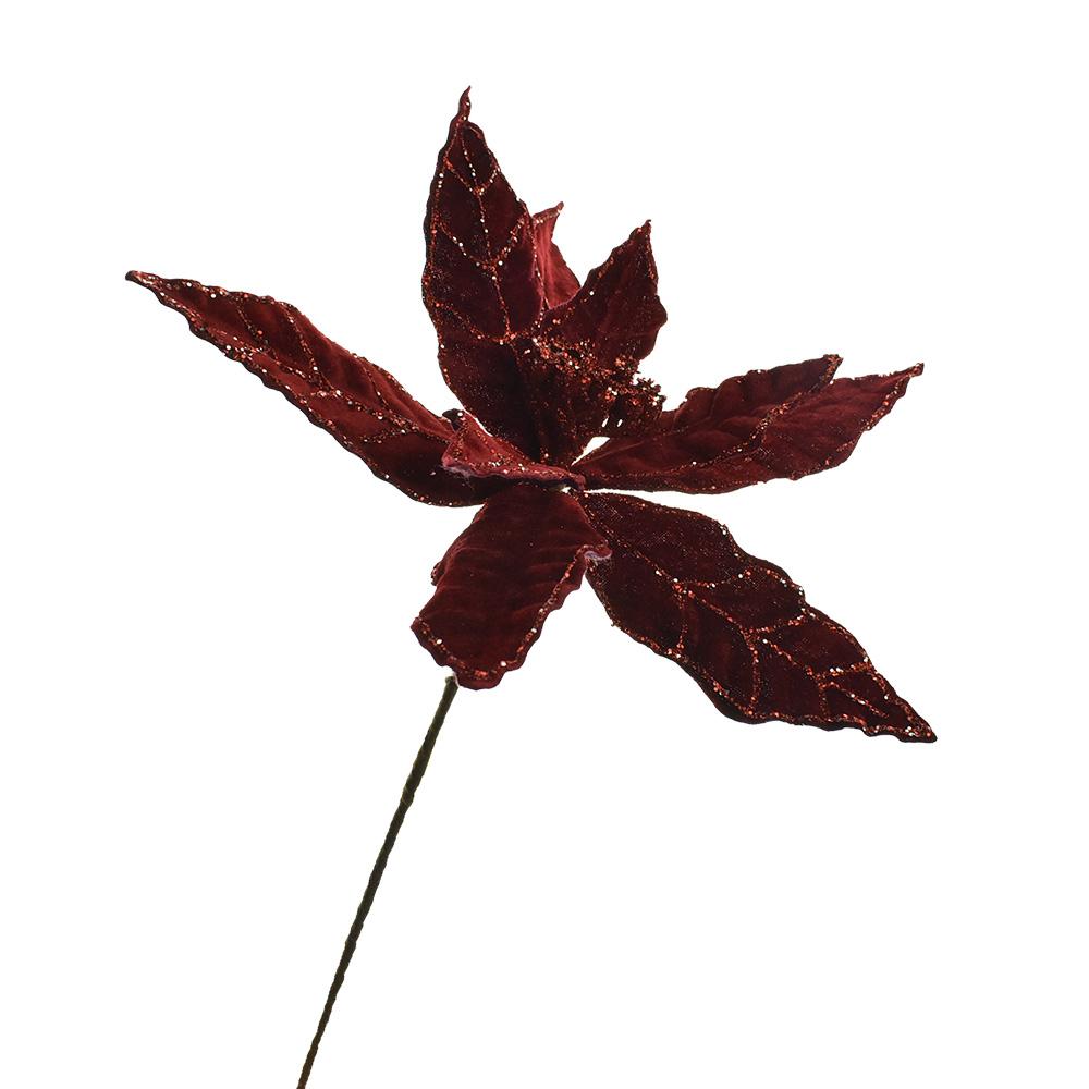 Ruby Red Poinsettia Pick, 21-Inch