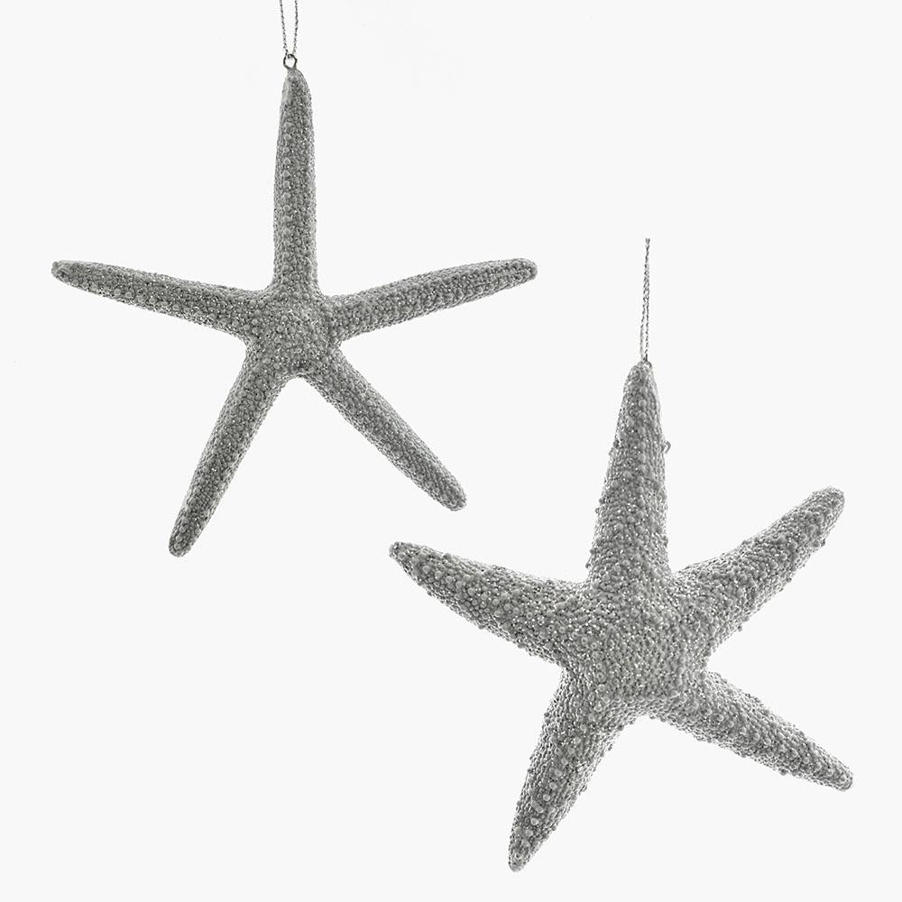 Resin Silver Starfish Ornament, 5-Inch, 2-Piece