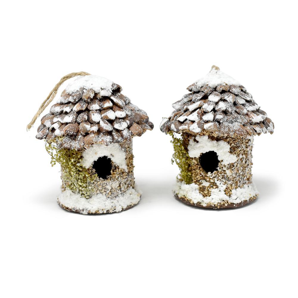 Decorative Mini Cone and Shell Birdhouse, 3-1/2-Inch, 2-Piece