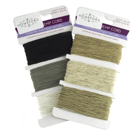 Natural Hemp Cord Color Mix, 0.8mm, 30 Yards