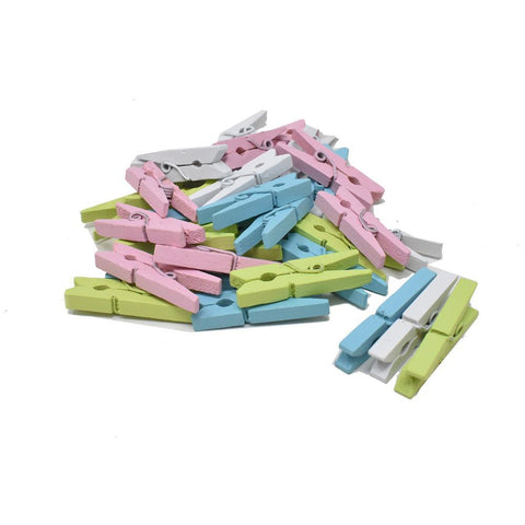 Mini Wood Clothespin Assortment, Pastel, 1-1/8-Inch, 32-Piece