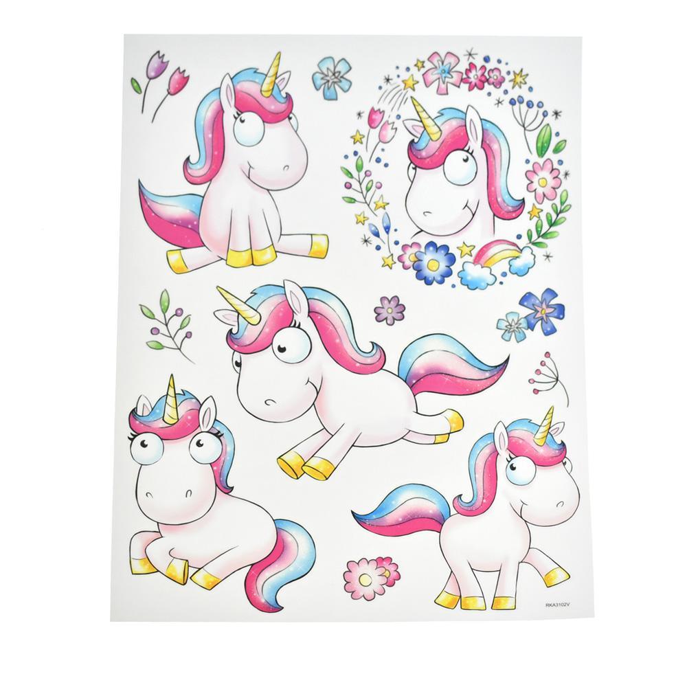 Pastel Baby Unicorn Glitter Wall Art Stickers, 12-Piece
