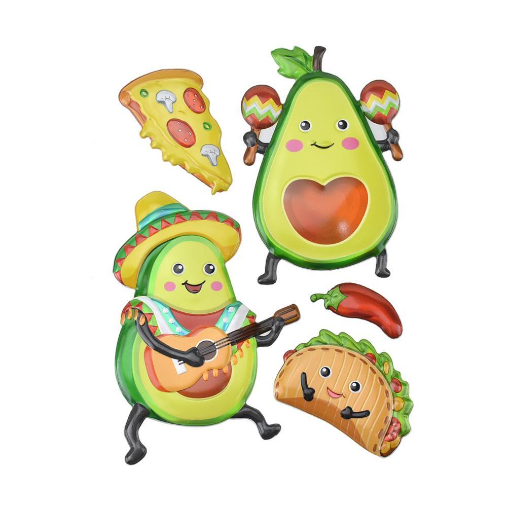 Avocado Puffy 3D Pop-Up Wall Art Stickers, 5-Piece