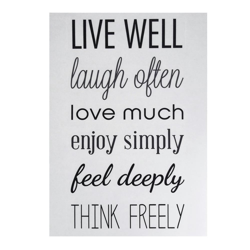 Live Well Laugh Often Love Much Quotes Wall Art Sticker, 12-Inch