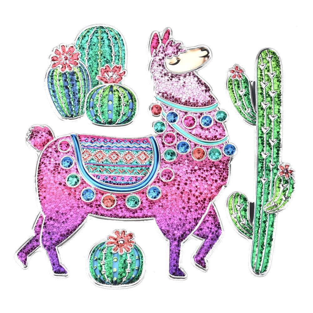 Wild Llama Glitter Sequin Wall Art, 4-Piece