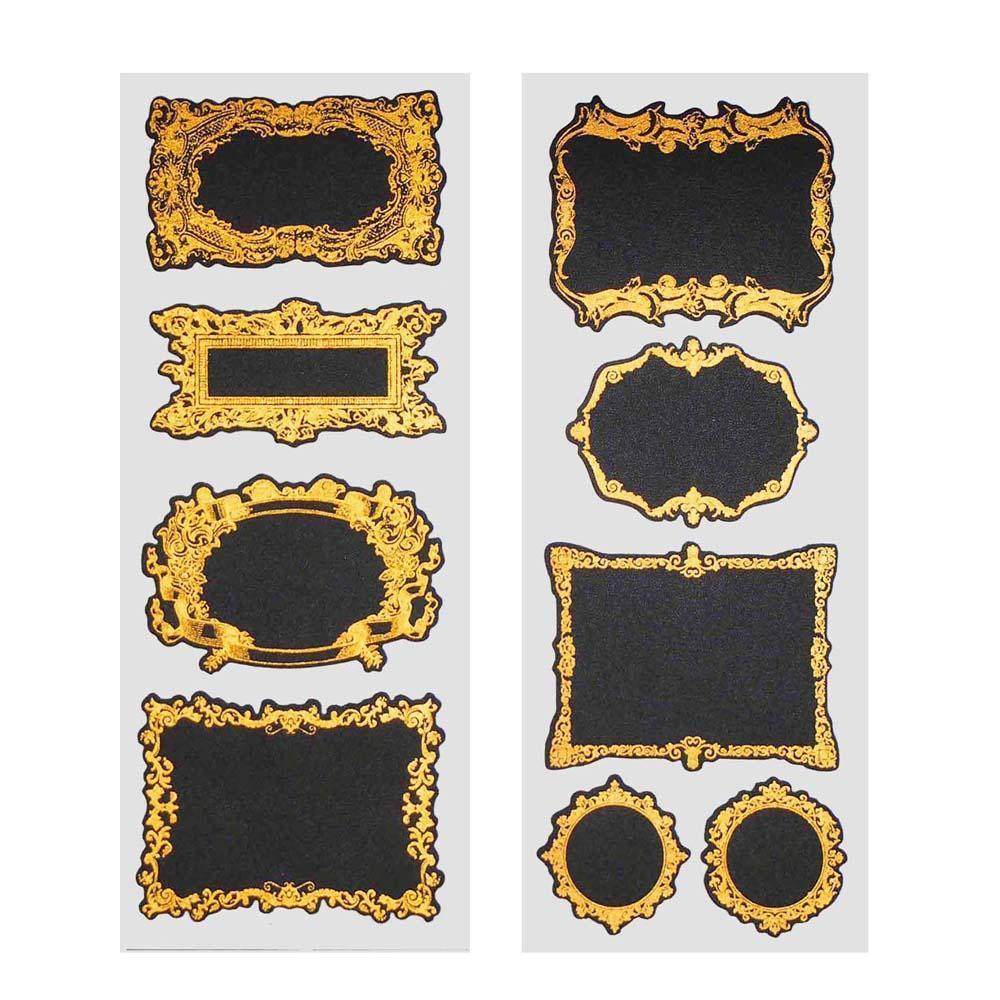Fancy Gold Frame Chalkboard Label Stickers, 3-Inch, 2-Sheets