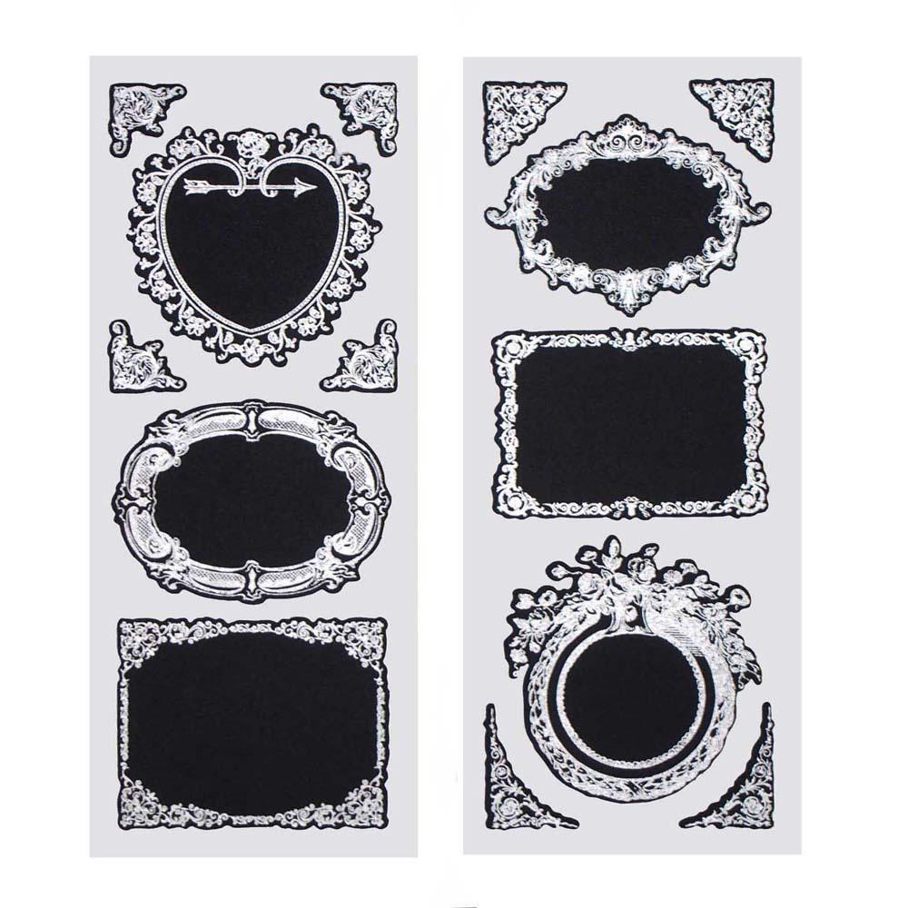Fancy Silver Frame Chalkboard Label Stickers, 3-Inch, 2-Sheets