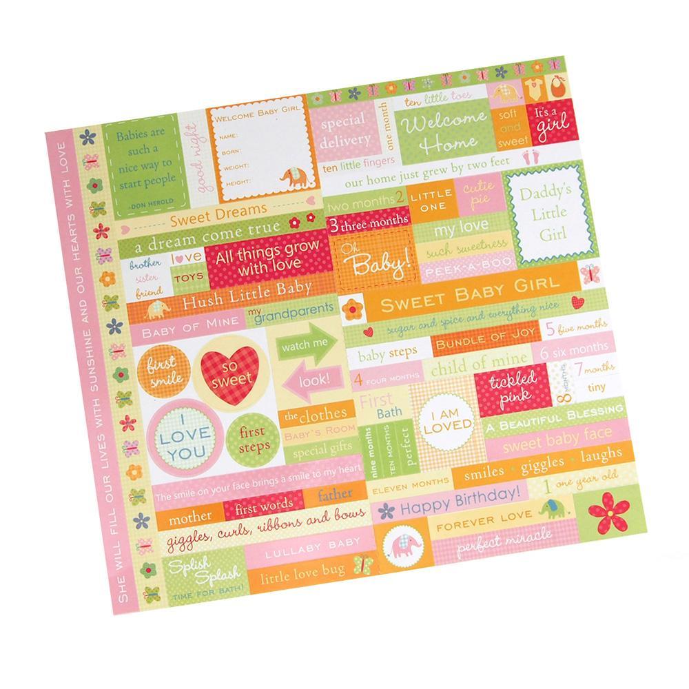 Baby Girl Fresh Verse Card-stock Stickers, Assorted Color, 10-Inch