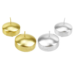 Metallic Floating Disc Unscented Candles, 3-Inch, 4-Count