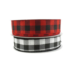 Woven Buffalo Plaid Wired Ribbon, 1-1/2-Inch, 50-Yard