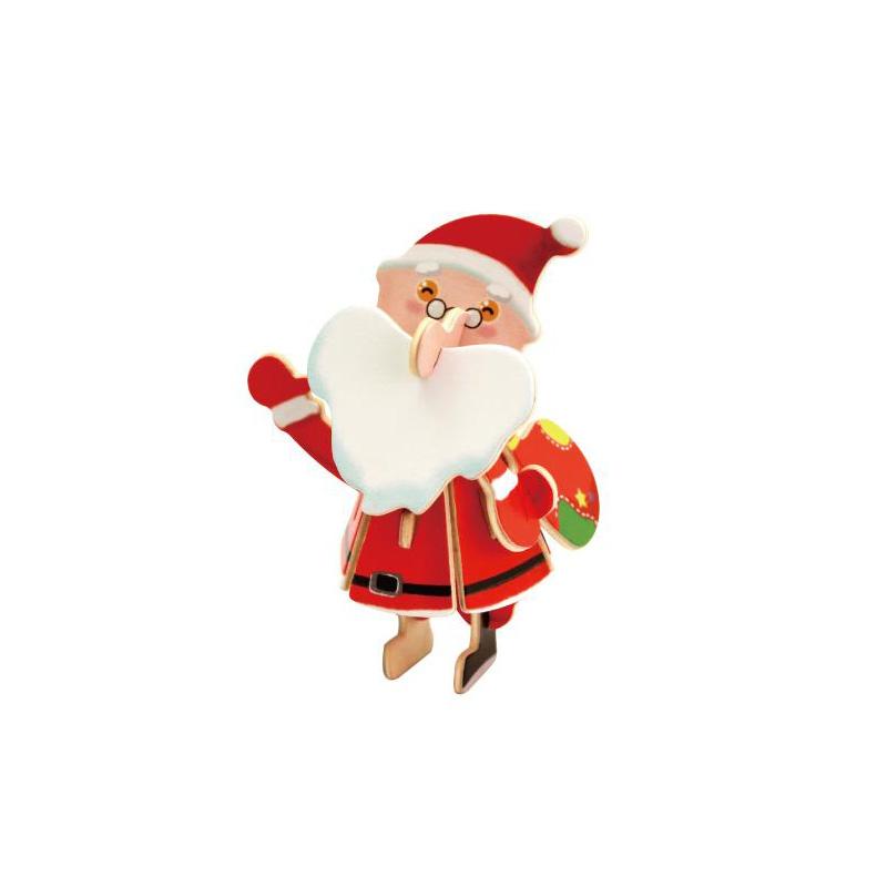 DIY Santa Claus Painted Wooden Christmas Puzzle, 3-Inch