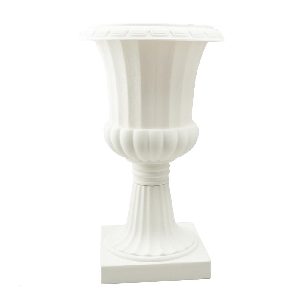 Tall Pedestal Plastic Planter Urn, Off-White, 23-3/4-Inch