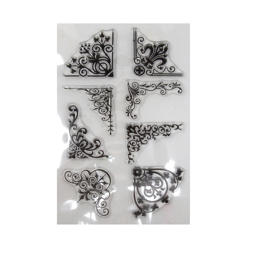 Silicone Clear Stamps Floral Corners, 8-Count