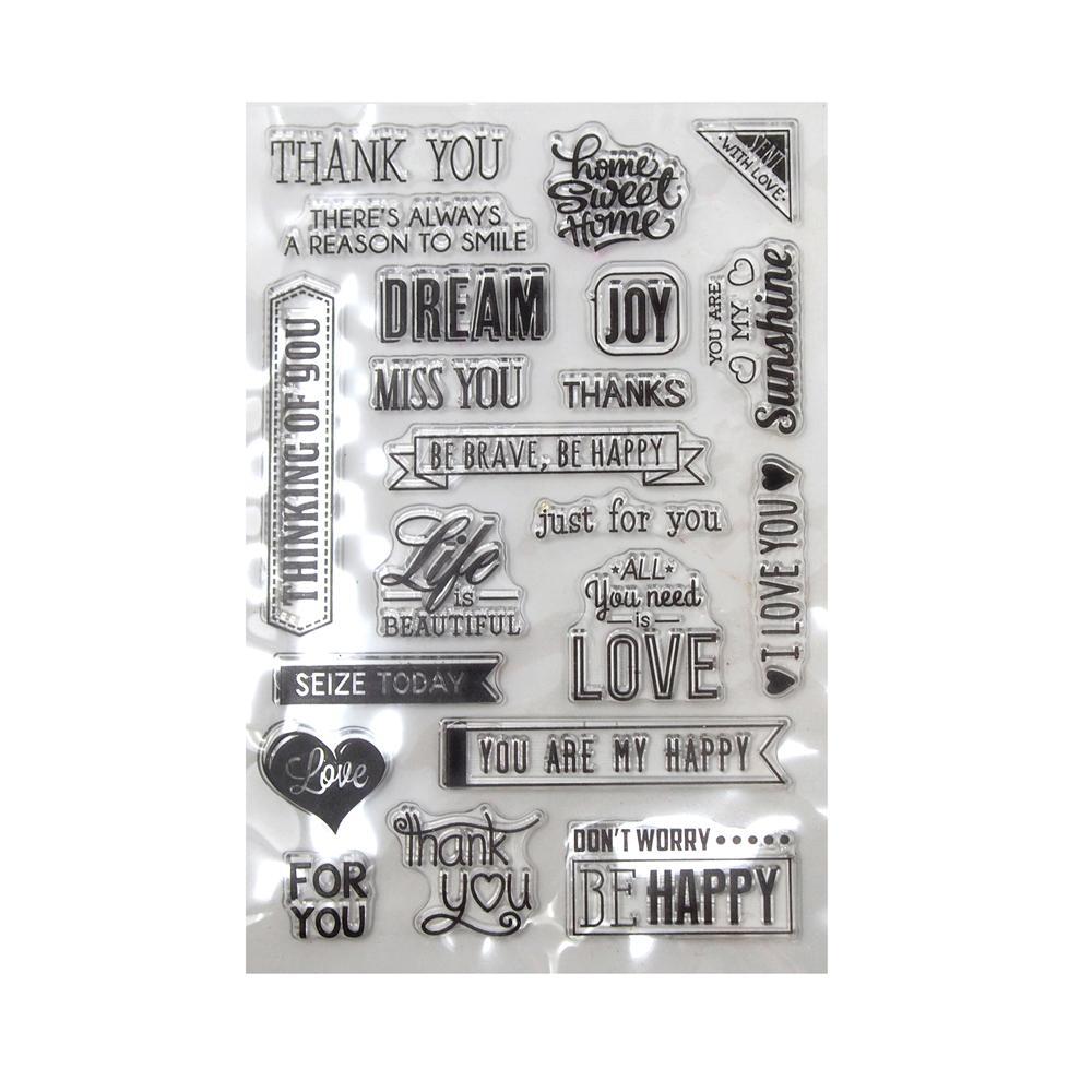 Silicone Clear Stamps Thank You Sentiments, 21-Count